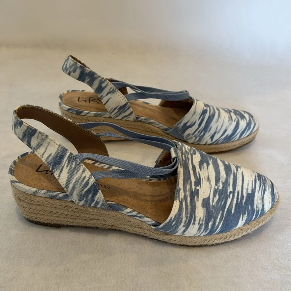 LIFE STRIDE KATRINA 2 Espadrille Strappy SlipOn PlatformWedge Size 9.5 Blue NWOT - Picture 4 of 10